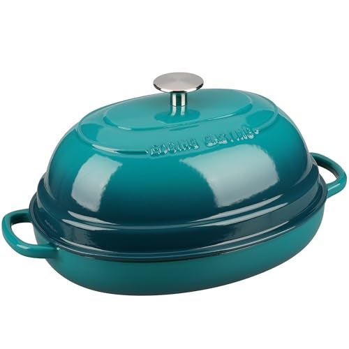 EDGING CASTING Enameled Oval Cast Iron Dutch Oven Pot with Lid, Bread Dutch Oven for Sourdough Bread Baking, Dutch Oven Bread, Bread Oven, 6QT, Darkcyan - Image 5