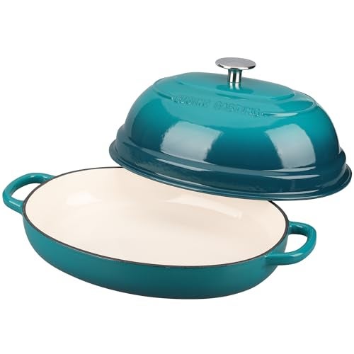 EDGING CASTING Enameled Oval Cast Iron Dutch Oven Pot with Lid, Bread Dutch Oven for Sourdough Bread Baking, Dutch Oven Bread, Bread Oven, 6QT, Darkcyan - Image 4
