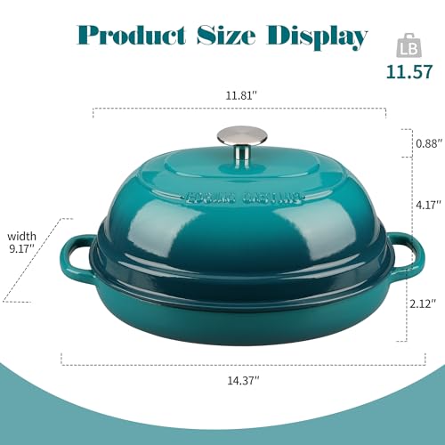 EDGING CASTING Enameled Oval Cast Iron Dutch Oven Pot with Lid, Bread Dutch Oven for Sourdough Bread Baking, Dutch Oven Bread, Bread Oven, 6QT, Darkcyan - Image 2