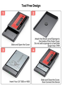 Excefore علبة محرك أقراص صلبة SSD مقاس 2.5 بوصة، محول SATA إلى USB3.0، علبة محرك أقراص صلبة خارجية تدعم محرك أقراص صلبة SSD مقاس 7 مم و9.5 مم مع UASP بحد أقصى 6 تيرابايت متوافق مع الكمبيوتر المحمول WD Seagate  - Image 1