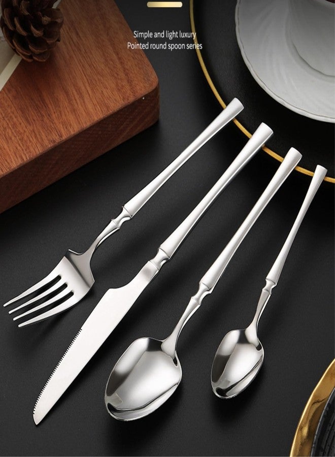 BGVM Silver Silverware Set Korean Vintage Style Flatware Dishwasher Safe Stainless Steel Cutlery for Forks, Spoons & Knives, Ideal Home, Restaurant Gifting (Silver, Set of 12) - Image 5
