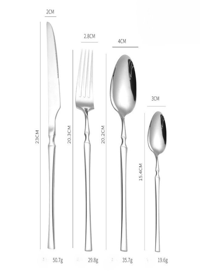 BGVM Silver Silverware Set Korean Vintage Style Flatware Dishwasher Safe Stainless Steel Cutlery for Forks, Spoons & Knives, Ideal Home, Restaurant Gifting (Silver, Set of 12) - Image 3