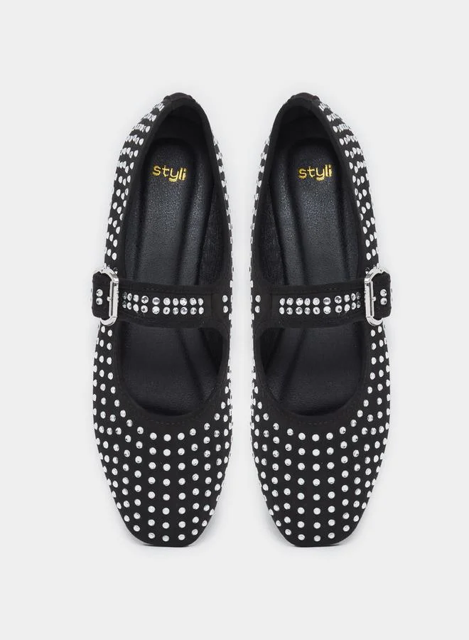 Styli Styli Studded Mary Jane Shoes