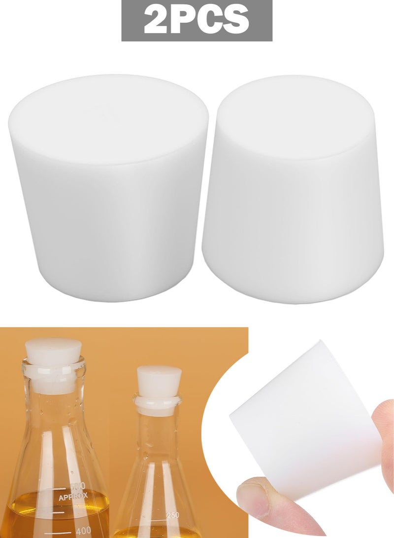 2pcs White Solid Tapered Silicone Stopper Food Grade Fermentation Seal Plugs Silicone Stoppers for Sealing Bottles Test Tubes Pipes Vials Vessels Flask Sewer Drain for Lab Home Office School Rubber Stopper Replacements - Image 1