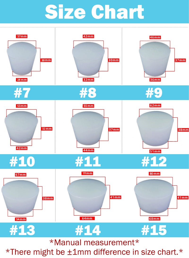 2pcs White Solid Tapered Silicone Stopper Food Grade Fermentation Seal Plugs Silicone Stoppers for Sealing Bottles Test Tubes Pipes Vials Vessels Flask Sewer Drain for Lab Home Office School Rubber Stopper Replacements - Image 3