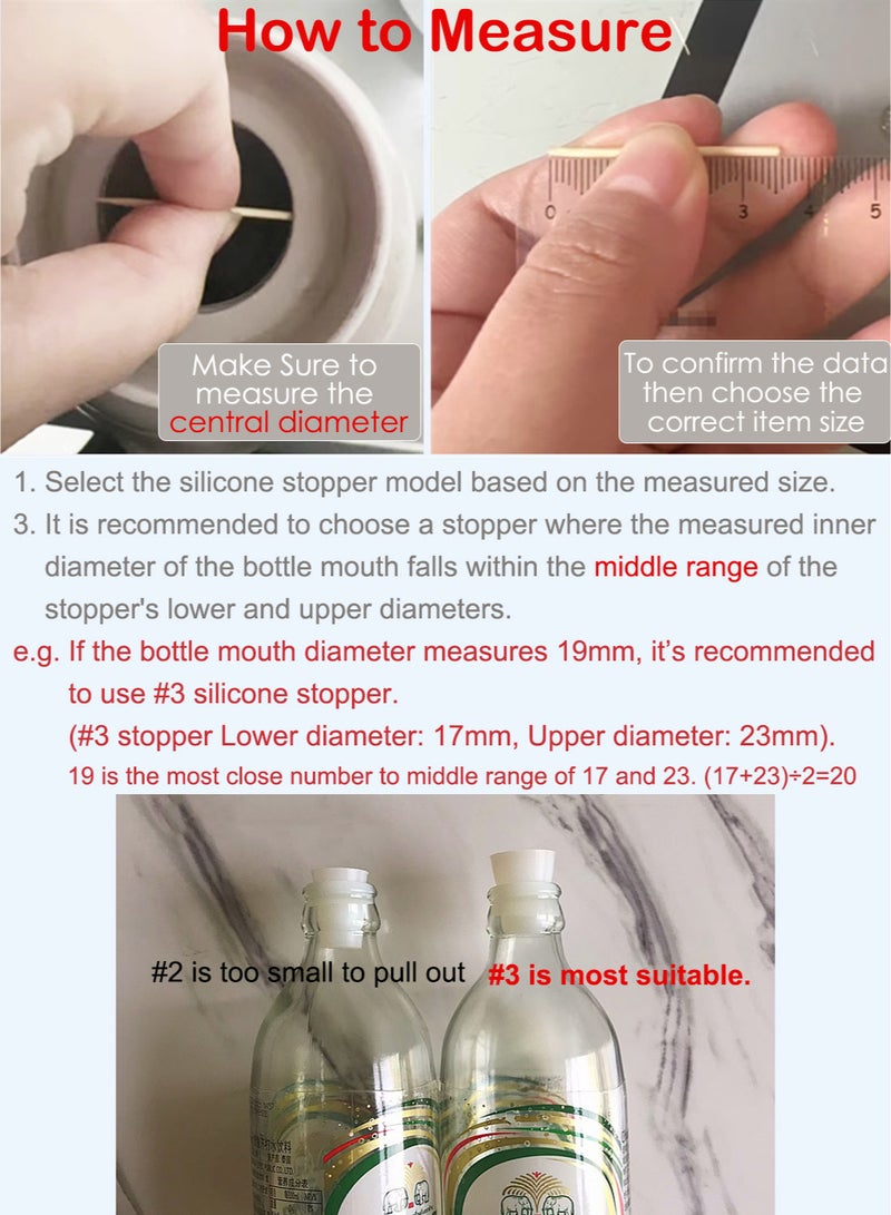 2pcs White Solid Tapered Silicone Stopper Food Grade Fermentation Seal Plugs Silicone Stoppers for Sealing Bottles Test Tubes Pipes Vials Vessels Flask Sewer Drain for Lab Home Office School Rubber Stopper Replacements - Image 5