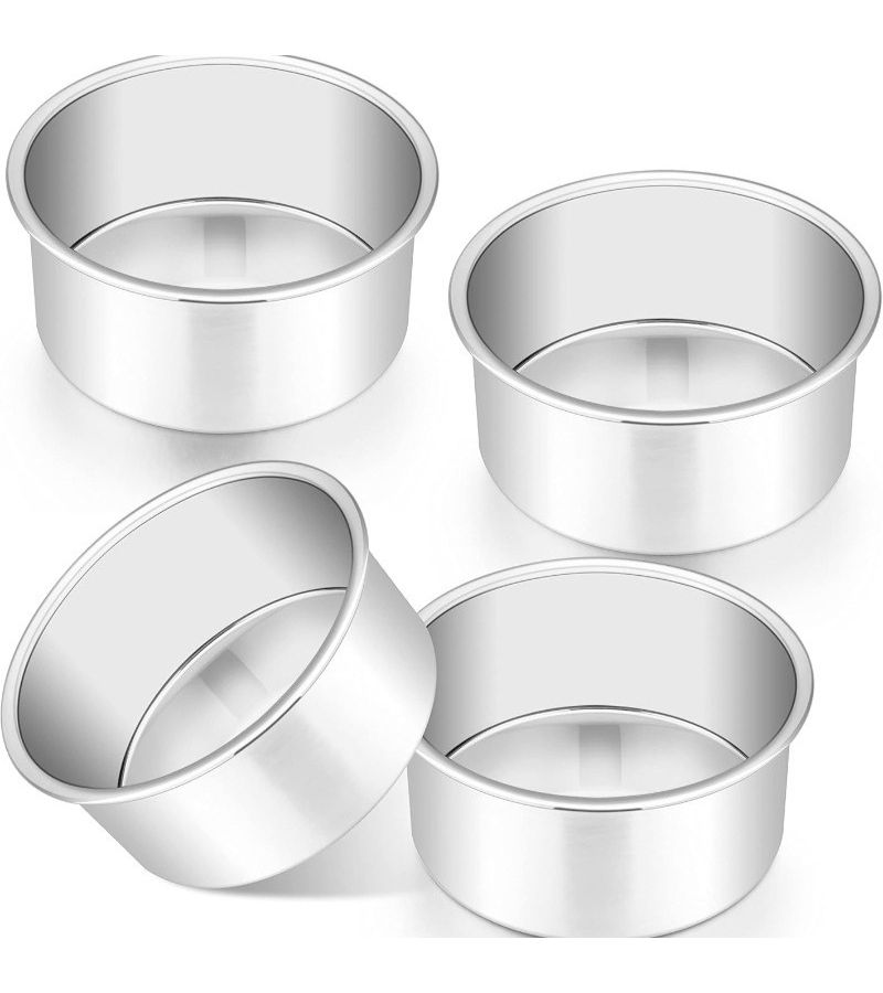 2pcs 5 Inch Round Solid Bottom Aluminum Non Stick Cake Pans for Chiffon Mousse Pudding and Basque Cakes - Image 2