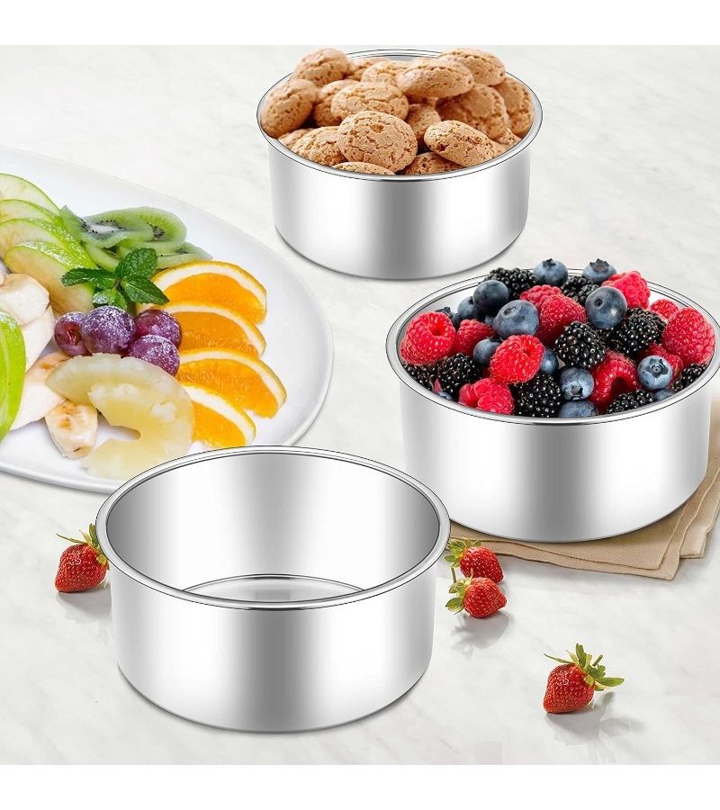 2pcs 5 Inch Round Solid Bottom Aluminum Non Stick Cake Pans for Chiffon Mousse Pudding and Basque Cakes - Image 5