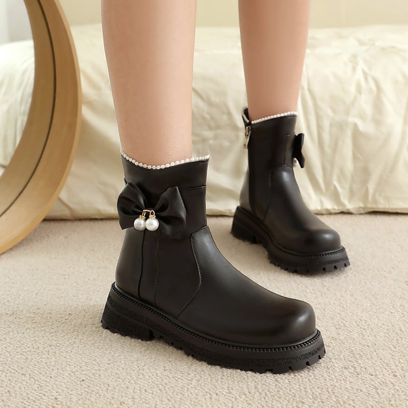 Sources Of Leisure Women'S Boots For 2024 Size 28-43 Sweet Bow Boots For Medium And Large Children - Image 2