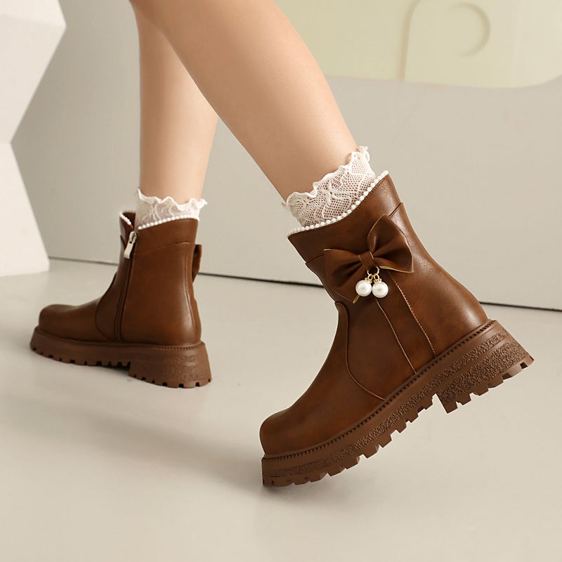 Sources Of Leisure Women'S Boots For 2024 Size 28-43 Sweet Bow Boots For Medium And Large Children - Image 5