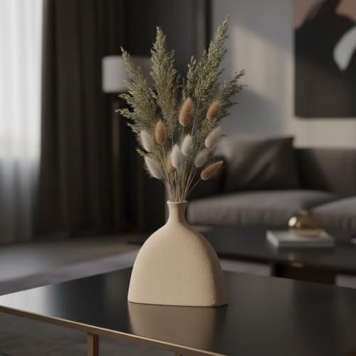 PUREZENTO Vintage Roman Bottle Off-White Ceramic Vase 7.5 Inch - Pack of 1 | Modern Vases for Home Decor, Wedding, Dinner Table Centerpiece & Showpiece | Decorative Vase for Flowers and Pampas Grass - Image 3