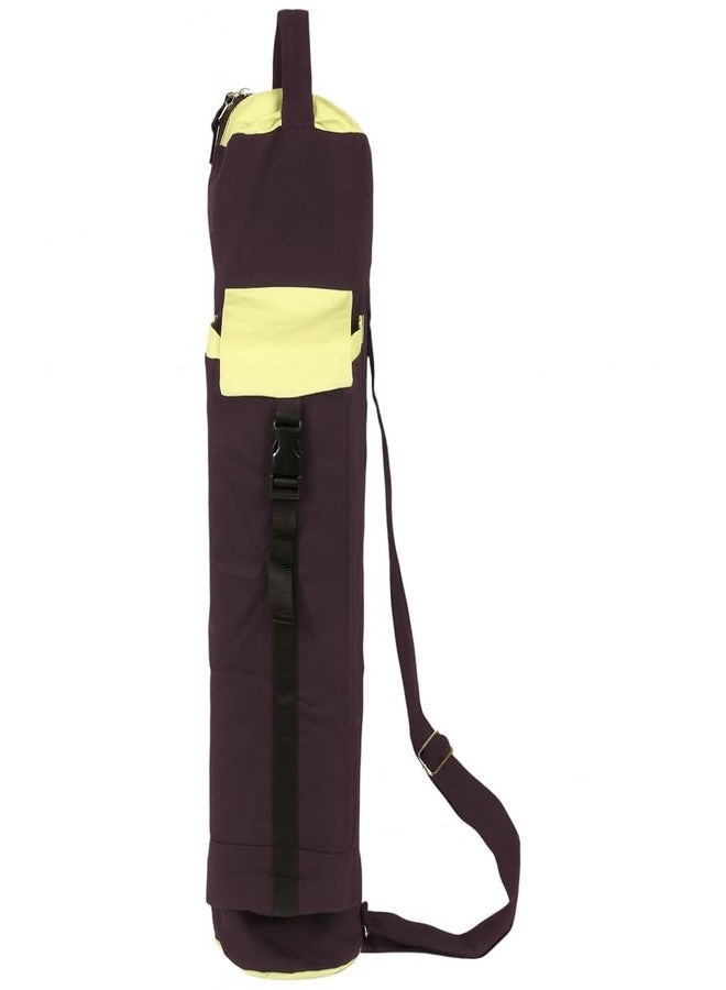 KNK Yoga Mat Bag Cotton Canvas Cover – Extra Large Yoga Tote with Adjustable Strap, Multi-Functional Pockets for Water Bottle, Towel, Blocks & Wallet – Durable Thick Canvas Mat Holder (Brown) - Image 2