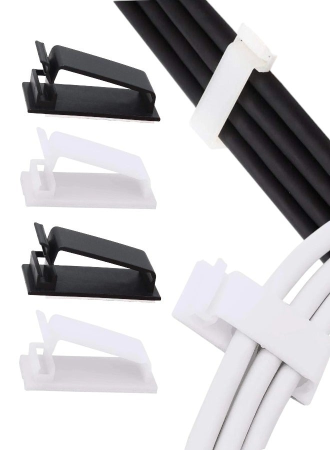 Circuit Green 30 Pack Cable Management Clips – Self-Adhesive Cord Holders for Desk, Wall, and Office Use – Wire Organizer for TV, Computer, Ethernet Cables (15 Black & 15 White)  - Image 1
