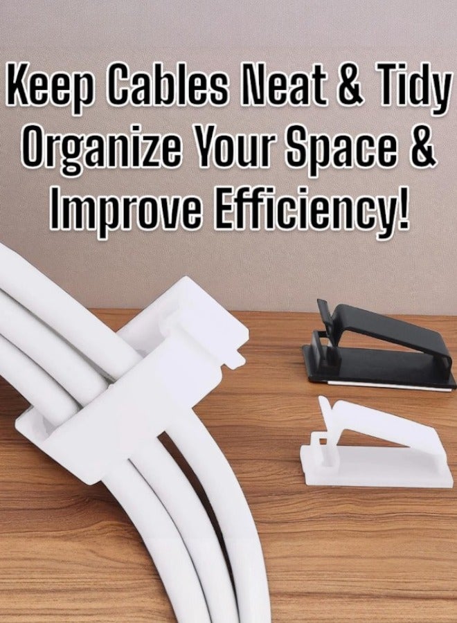 Circuit Green 30 Pack Cable Management Clips – Self-Adhesive Cord Holders for Desk, Wall, and Office Use – Wire Organizer for TV, Computer, Ethernet Cables (15 Black & 15 White)  - Image 2