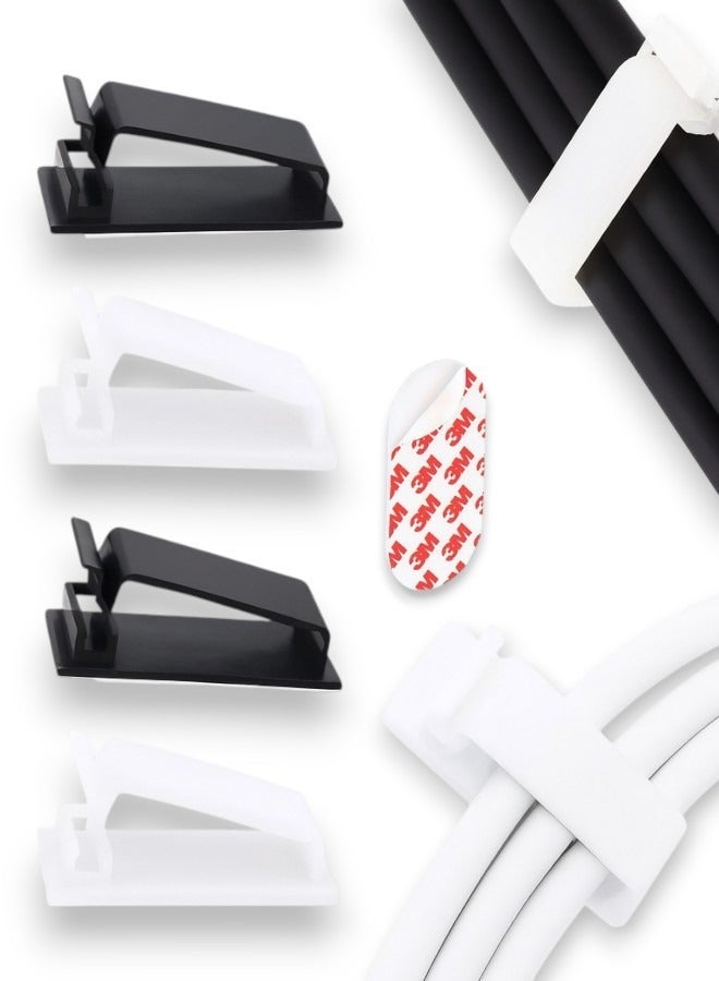 Circuit Green Cable Management Clips 30-Pack (15 Black + 15 White), Self Adhesive Cord Holders for Desk, Wall & TV — Wire Organizer for USB, Ethernet & Charging Cables