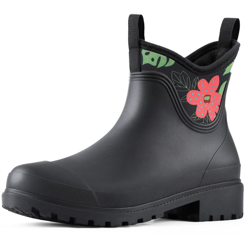 Showave Ankle Rain Boots Women Waterproof Garden Boot Comfort Lined Rubber Mud Chore Booties Slip on Chelsea Rain Footwear - Image 1