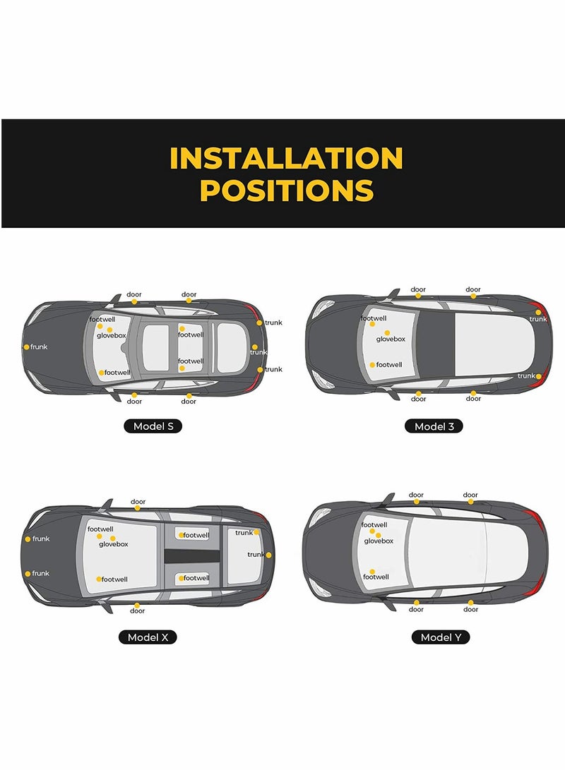 Loquat Tesla Model 3 Y S X Interior LED Light Bulbs Kit, Ultra,Bright Upgrade for Trunk, Frunk, Door Puddle, Foot,Well , 4 Pack White - Image 4