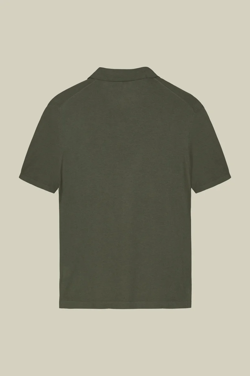 Doppelganger Green Men's 100% cotton crepe short-sleeved knitted polo shirt with derby collar - Sage Green for Men | Best Price UAE
