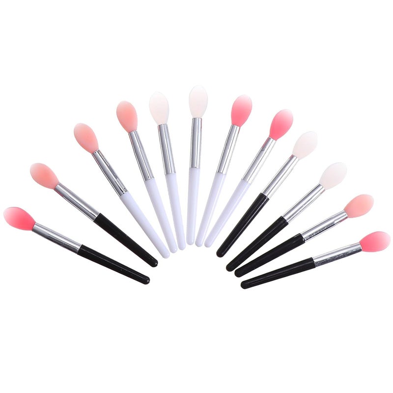 12pcs Silicone Lipstick Brush and Cosmetic Lip Mask Applicator Set 6cm Silicone Lip Brush for Lipstick and Gloss Application Mixed Colors Professional Makeup Tool for Random Color - Image 1