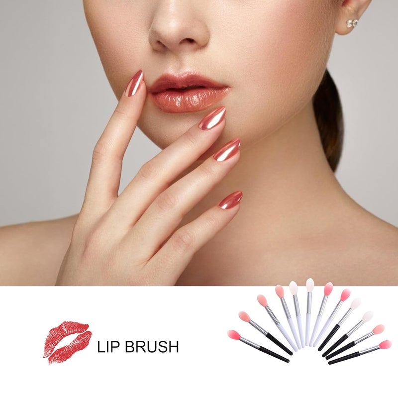 12pcs Silicone Lipstick Brush and Cosmetic Lip Mask Applicator Set 6cm Silicone Lip Brush for Lipstick and Gloss Application Mixed Colors Professional Makeup Tool for Random Color - Image 4