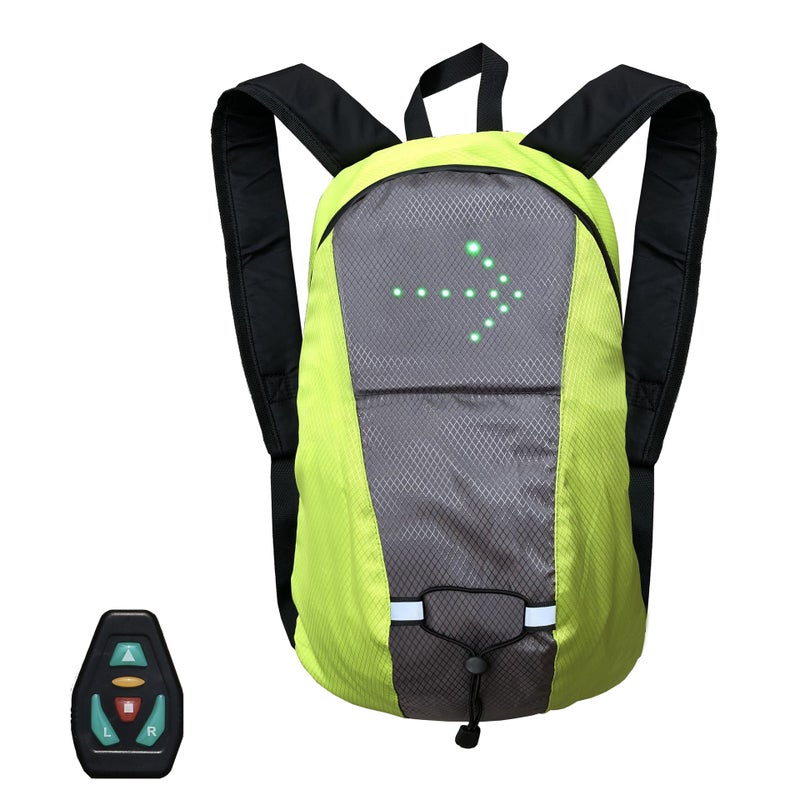 Generic LED Light-Up Backpack with Turn Signals for Cycling Yellow gray