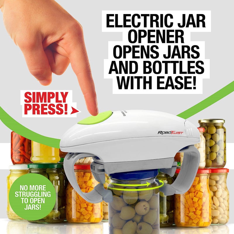 Emson Robotwist Jar Opener, Automatic Jar Opener, Deluxe Model with Improved Torque, Robo Twist Kitchen Gadgets for Home, Electric Handsfree Easy Jar Opener – Works on All Jar Sizes, As Seen on TV - Image 2