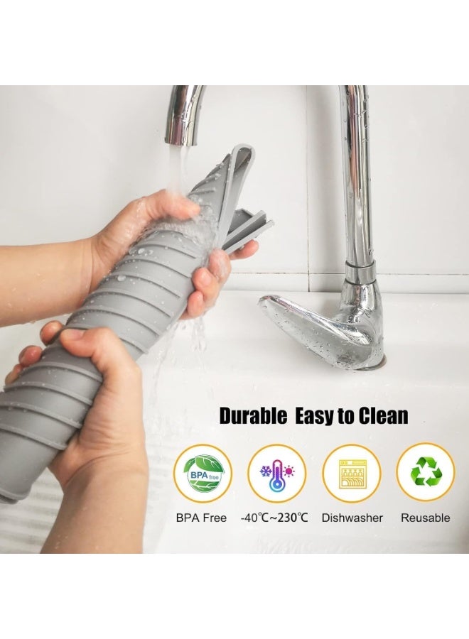 ChicAbode 2 Pack Silicone Sink Drain Pads, Kitchen Faucet Splash Guard, Water Drip Catcher Mats, Sink Sponge Holder, Non-Slip Silicone Protector for Kitchen and Bathroom, Gray - Image 4