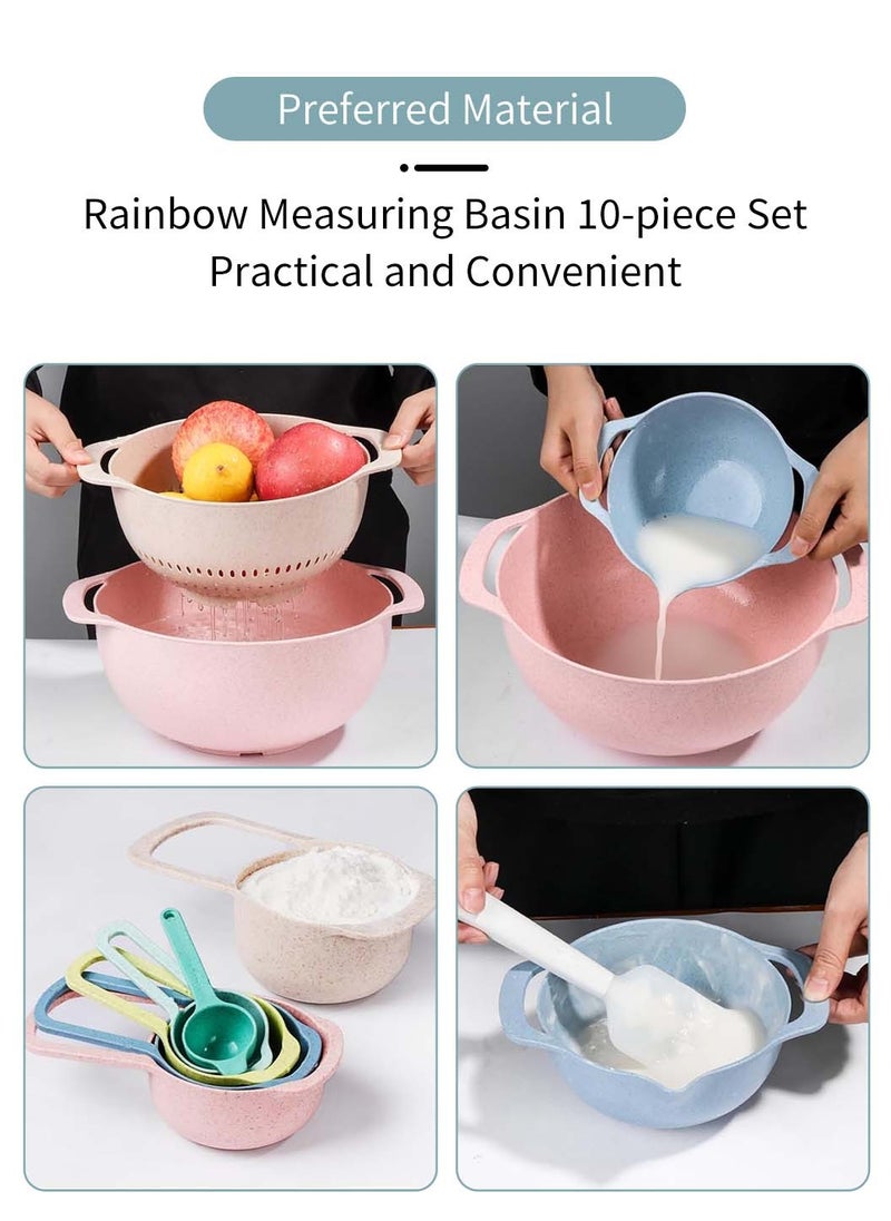 LEOKOR - 10 PCS Nesting Mixing Bowl Set for Baking and Cooking, Inculding Measuring Cups, Colander, Sifter, Large Bowl, Sifter Kitchen Baking Gadgets Camping Accessories - Image 1