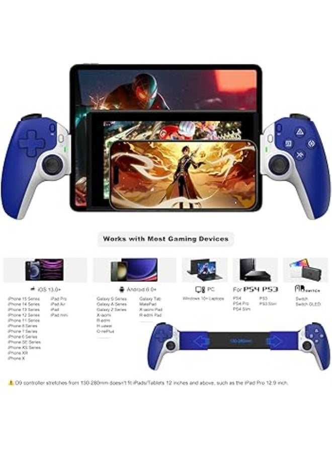 D9 Wireless Mobile Gaming Controller – Stretchable Bluetooth Gamepad for Smartphone, Switch, P3/P4 – Ergonomic Design (Blue) - Image 2