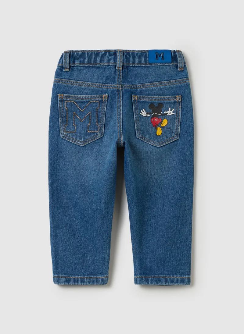او في اس Five-Pocket Jeans With Mickey Mouse Print