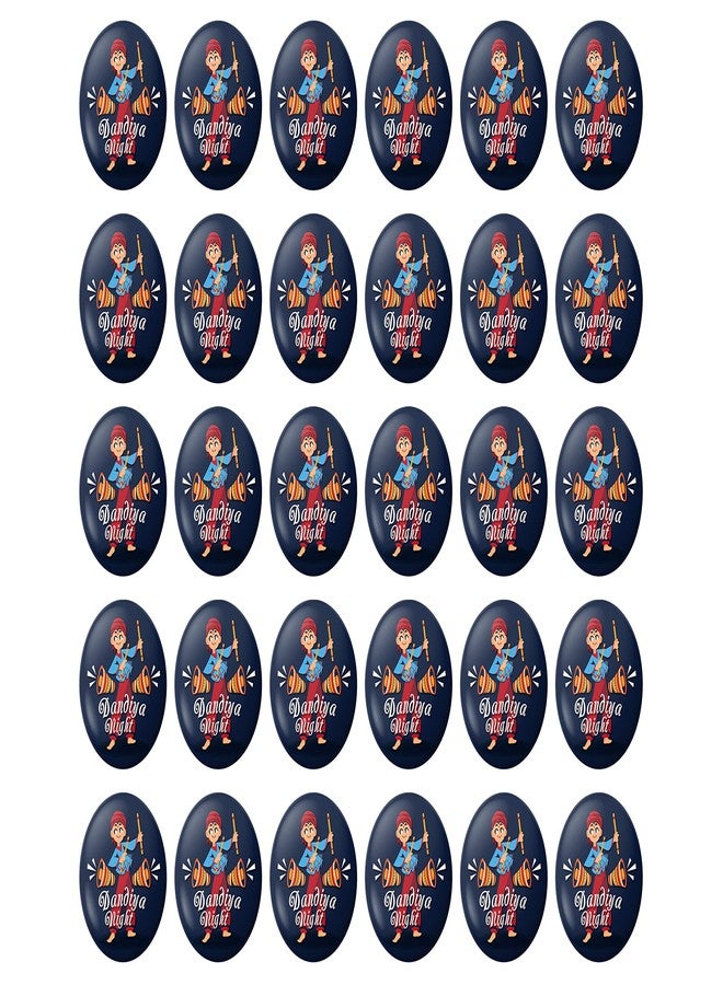 Hubops dandiya badge Round Pin Button Badge for Navratri Celebration garba dandiya Other Events dandiya night Badge (58mm pack of 30) - Image 1