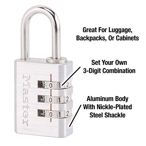 Master Lock 630D Luggage Lock, Brushed Aluminum, 1-3/16-inch Wide - Image 3