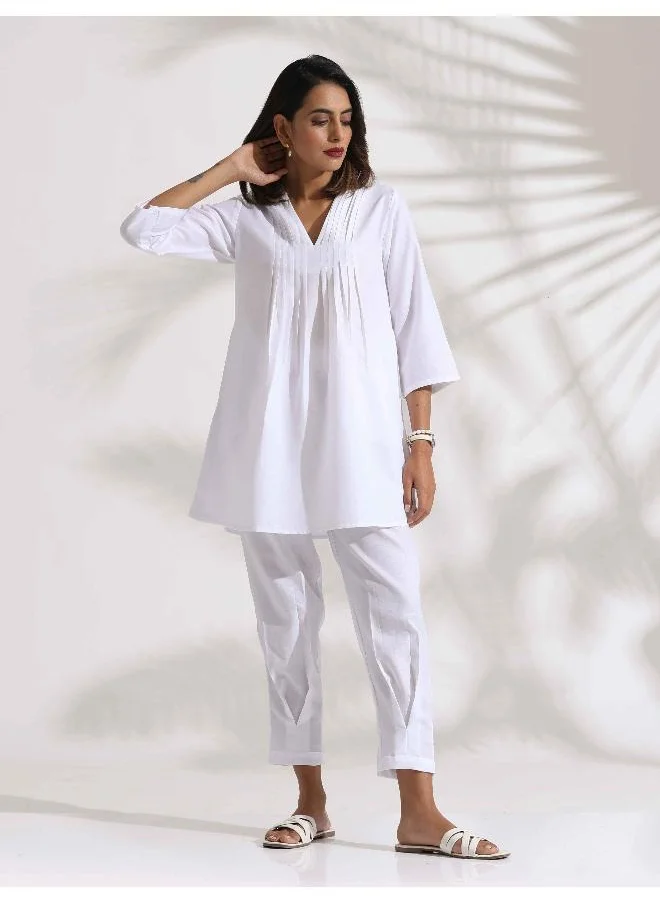 trueBrowns trueBrowns White Slub Co-ord Set