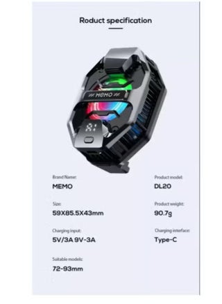 DL20 Gaming Phone Cooler with Digital Temperature Display – Advanced Semiconductor Radiator for Rapid Heat Dissipation – Ultra-Quiet Mobile Cooling Fan for Android & iOS – Prevents Overheating & Boosts Performance During Gaming, Streaming & Long Sessions - pzsku/Z740157E10AED3E048F67Z/45/1749731536/d25fb25f-a7f9-4916-a127-8324dbe4241a