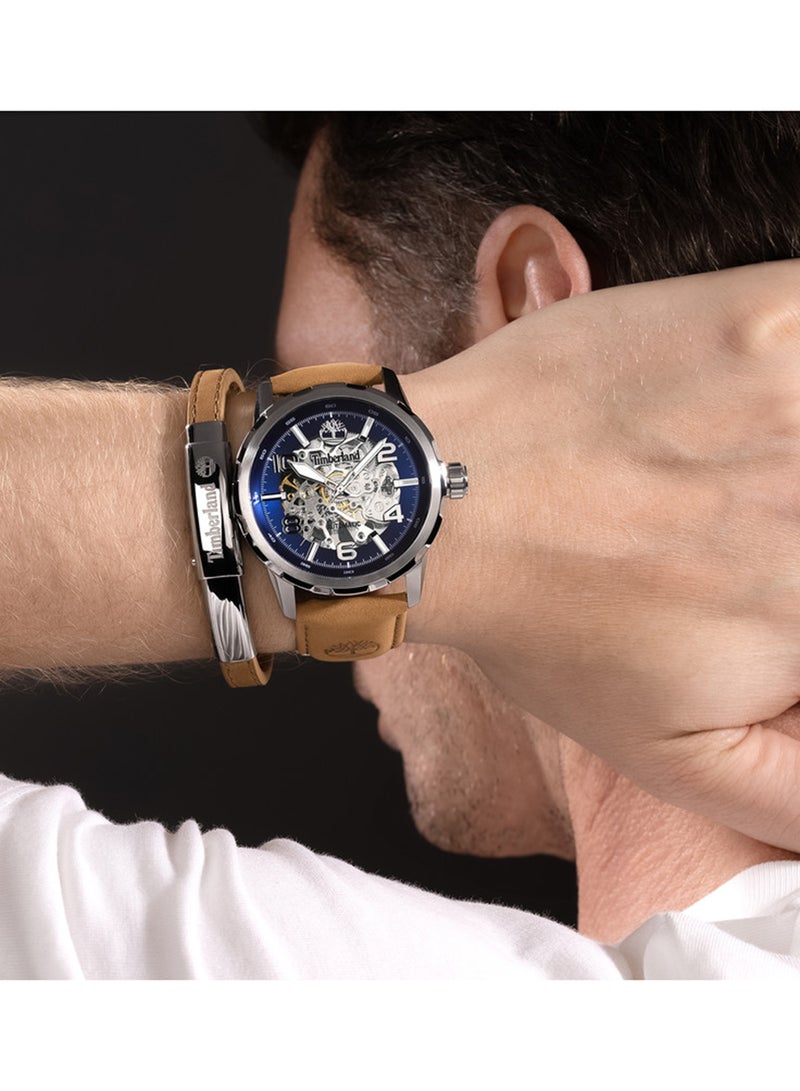 Timberland Men Managate Black Dial Leather Strap Multifunction Watch for Men, 44mm - Image 4