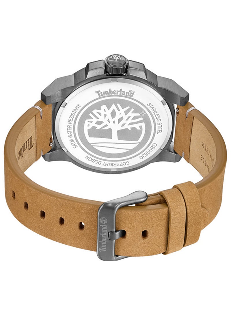 Timberland Men Managate Black Dial Leather Strap Multifunction Watch for Men, 44mm - Image 3