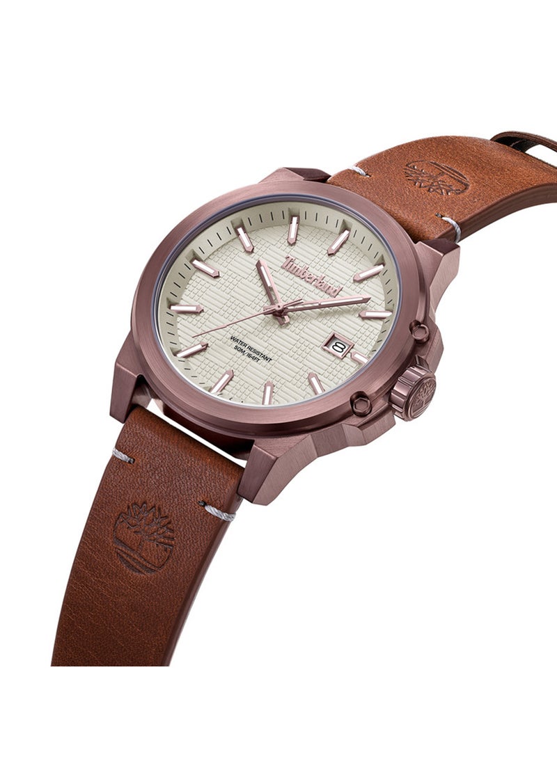 Timberland Men Managate Black Dial Leather Strap Multifunction Watch for Men, 44mm - Image 2