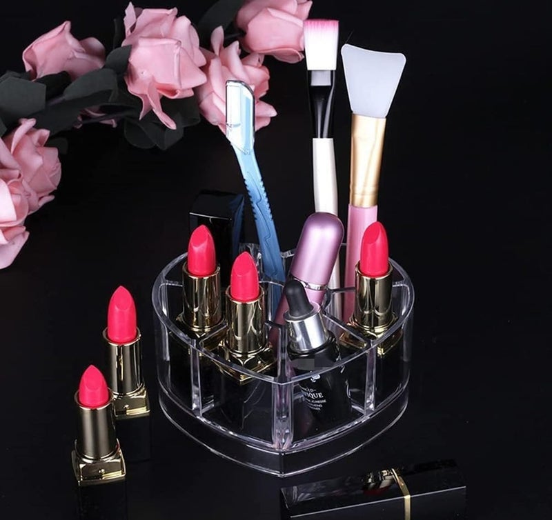 Kiwilon Clear Lipstick Organizer 8 SLots Heart Shape Acrylic Makeup Vanity Organizer - Image 2