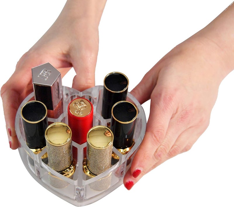 Kiwilon Clear Lipstick Organizer 8 SLots Heart Shape Acrylic Makeup Vanity Organizer - Image 5