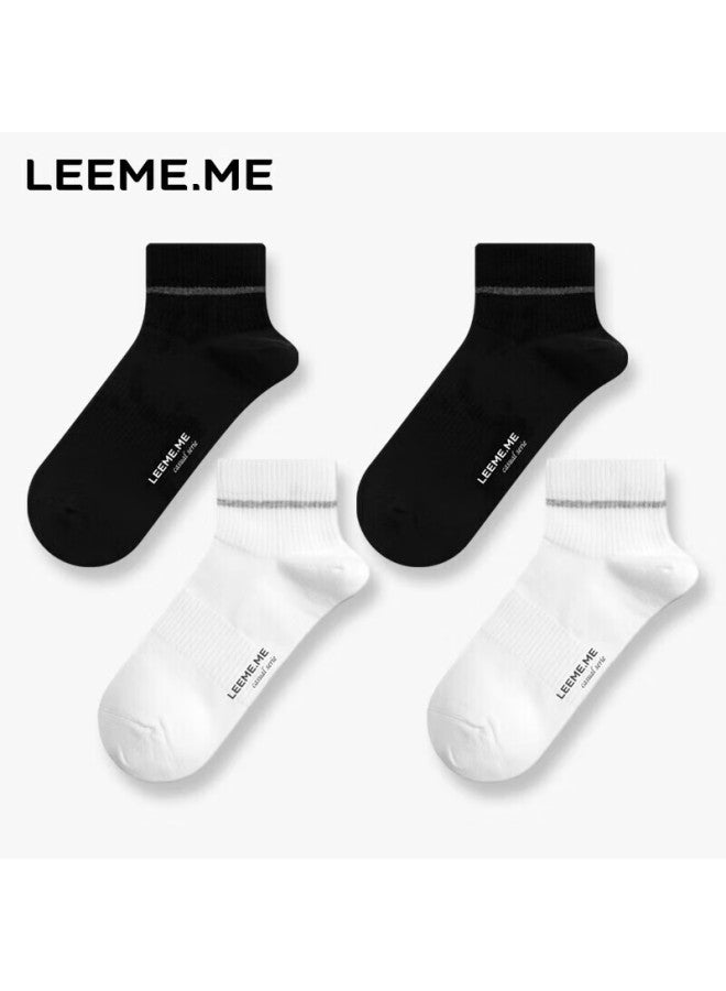 Leeme.me Li Mi Socks For Men, Spring And Summer Men's Socks, Moisture-absorbing Men's Socks, Short Socks, Mesh Socks, 2 Black + 2 White - Image 1