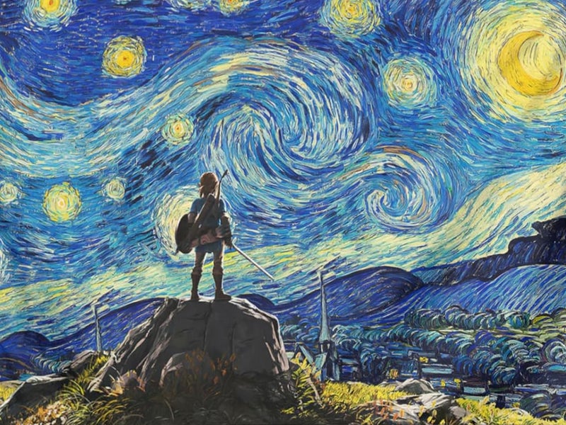 MBNTJHT DIY Video Game Anime Diamond Painting Kits for Adults Beginners,Simple Starry Night and Villages Diamond Art Kits for Adluts,Nightscape Mountain Cartoon Gem Art Kits for Home Wall Decor 12X16 Inch. - Image 1