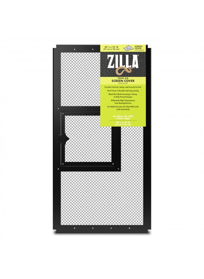 Zilla Pet Reptile Terrarium Fresh Air Screen Cover with Hinged Door 20" x 10" - Image 2