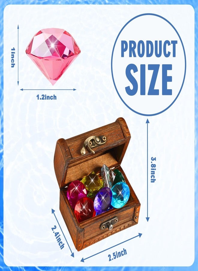 MARFOREVER 15 Pcs Diving Gem Pool Toy Colorful Diamond Set with Treasure Chest Pirate Box Underwater Gem Diving Dive Throw Toy Set Summer Water Swimming Training Gift Toy Games - Image 2