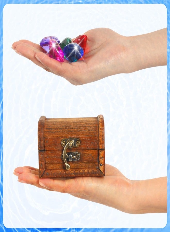 MARFOREVER 15 Pcs Diving Gem Pool Toy Colorful Diamond Set with Treasure Chest Pirate Box Underwater Gem Diving Dive Throw Toy Set Summer Water Swimming Training Gift Toy Games - Image 3