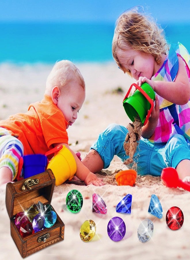 MARFOREVER 15 Pcs Diving Gem Pool Toy Colorful Diamond Set with Treasure Chest Pirate Box Underwater Gem Diving Dive Throw Toy Set Summer Water Swimming Training Gift Toy Games - Image 5