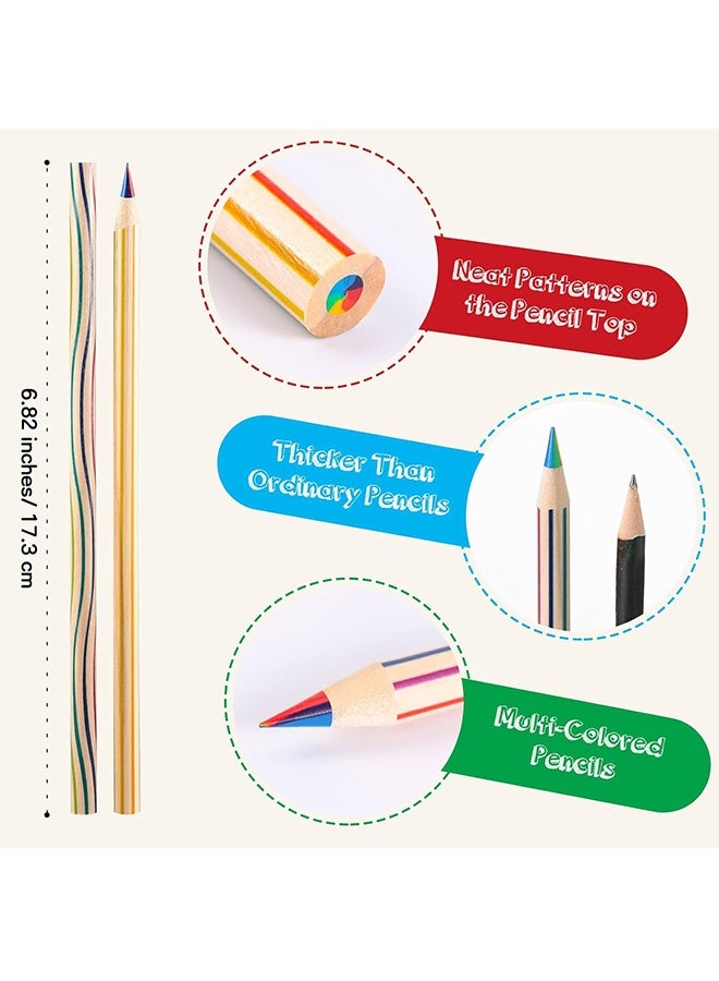 GD 20 PCS Rainbow Pencils, 7 in 1 Rainbow Colored Pencils for Kids, Fun  7 Color in 1 Wooden Rainbow Pencils for Art Drawing Color Pencils - Image 2