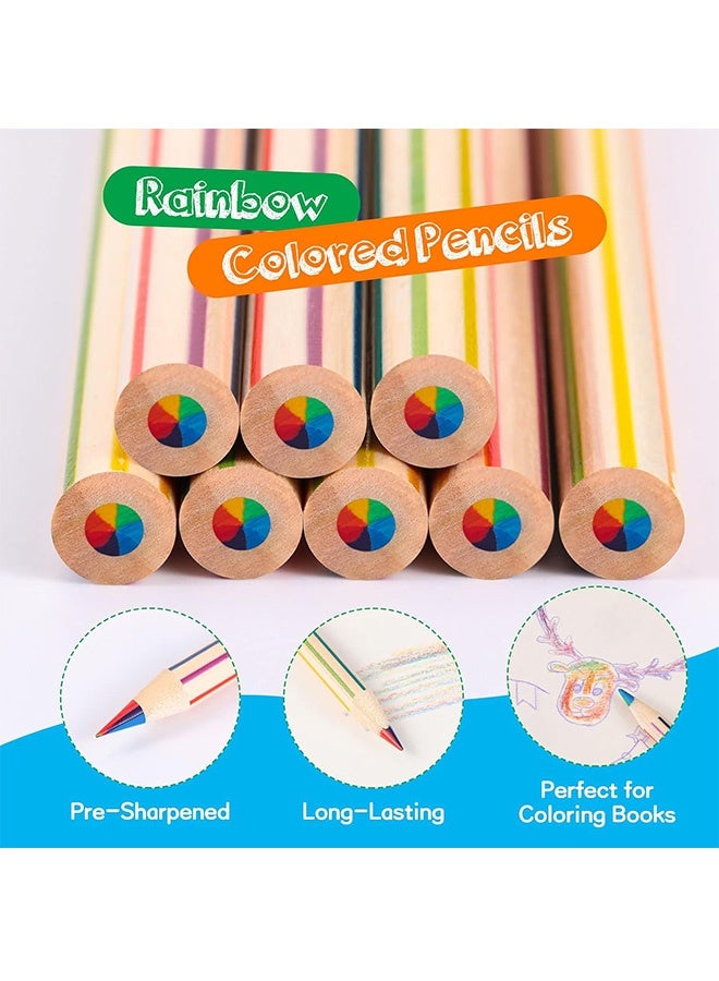 GD 20 PCS Rainbow Pencils, 7 in 1 Rainbow Colored Pencils for Kids, Fun  7 Color in 1 Wooden Rainbow Pencils for Art Drawing Color Pencils - Image 3