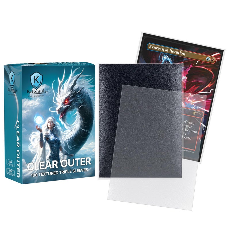 Katomula 100CT Outer Sleeves Oversize MTG Card Sleeves for Double Sleeving Triple Sleeving Clear Matte Card Sleeves for Magic The Gathering PKM 69 94mm - Image 2
