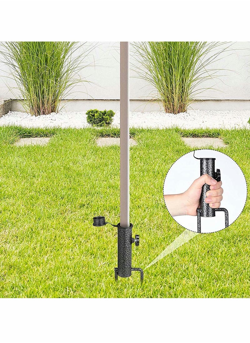 Excefore - Beach Umbrella Sand Anchor, Steel Anchor Beach Umbrella Heavy Duty Metal Ground Grass Auger Holder Stands for Outdoor Summer Beach Garden Lawn Yard for Use in Flag, Umbrella, Fishing Rod (Black) - Image 1