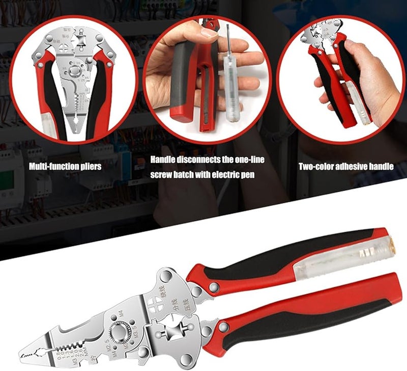 16 In 1 Multifunctional Electrician Pliers Foldable Wire Stripping Tool With Voltage Tester - Image 2